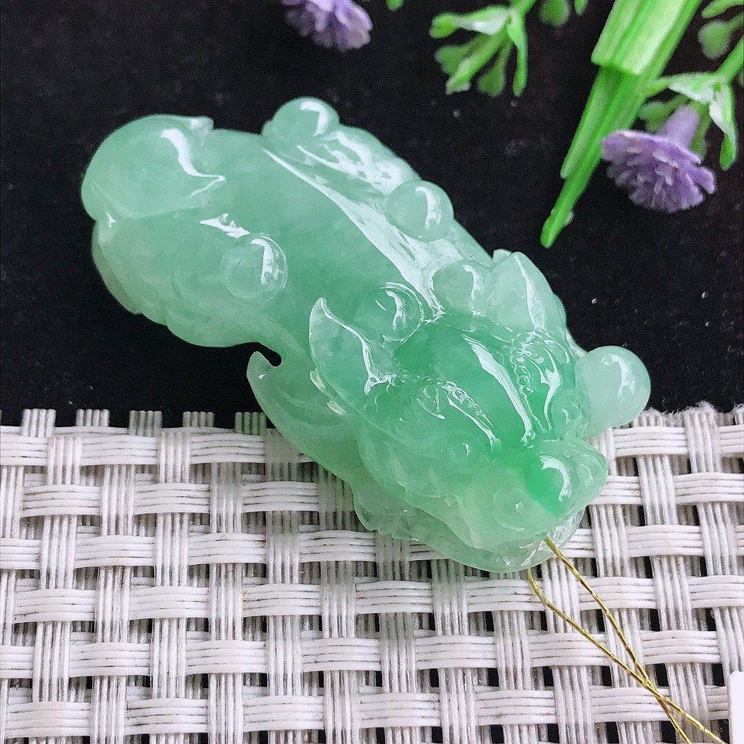 实拍A货翡翠48/24/13老坑冰润冰晴满绿貔貅吊坠翡翠玉坠