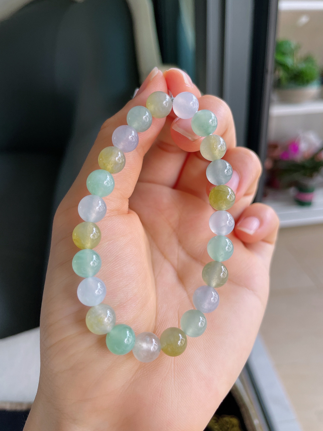 ️，缅甸天然翡翠A货，冰多宝手串，尺寸：8mm。【编3885】