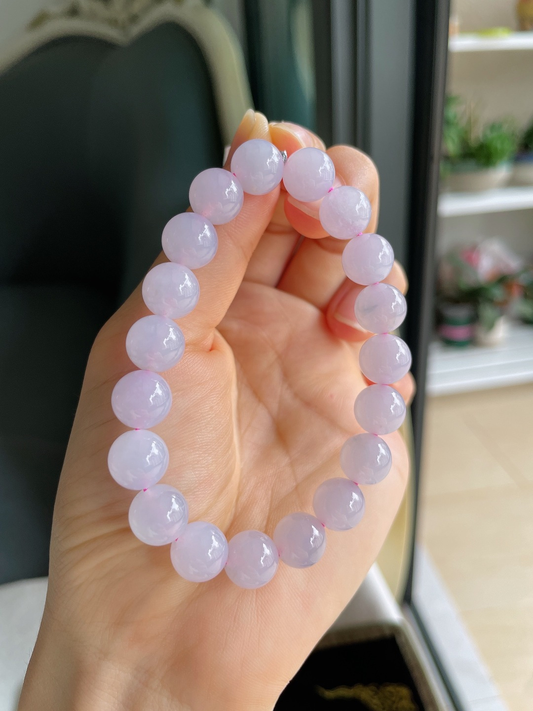 ️，缅甸天然翡翠A货，冰种手串，尺寸：9.8mm。【编4594】