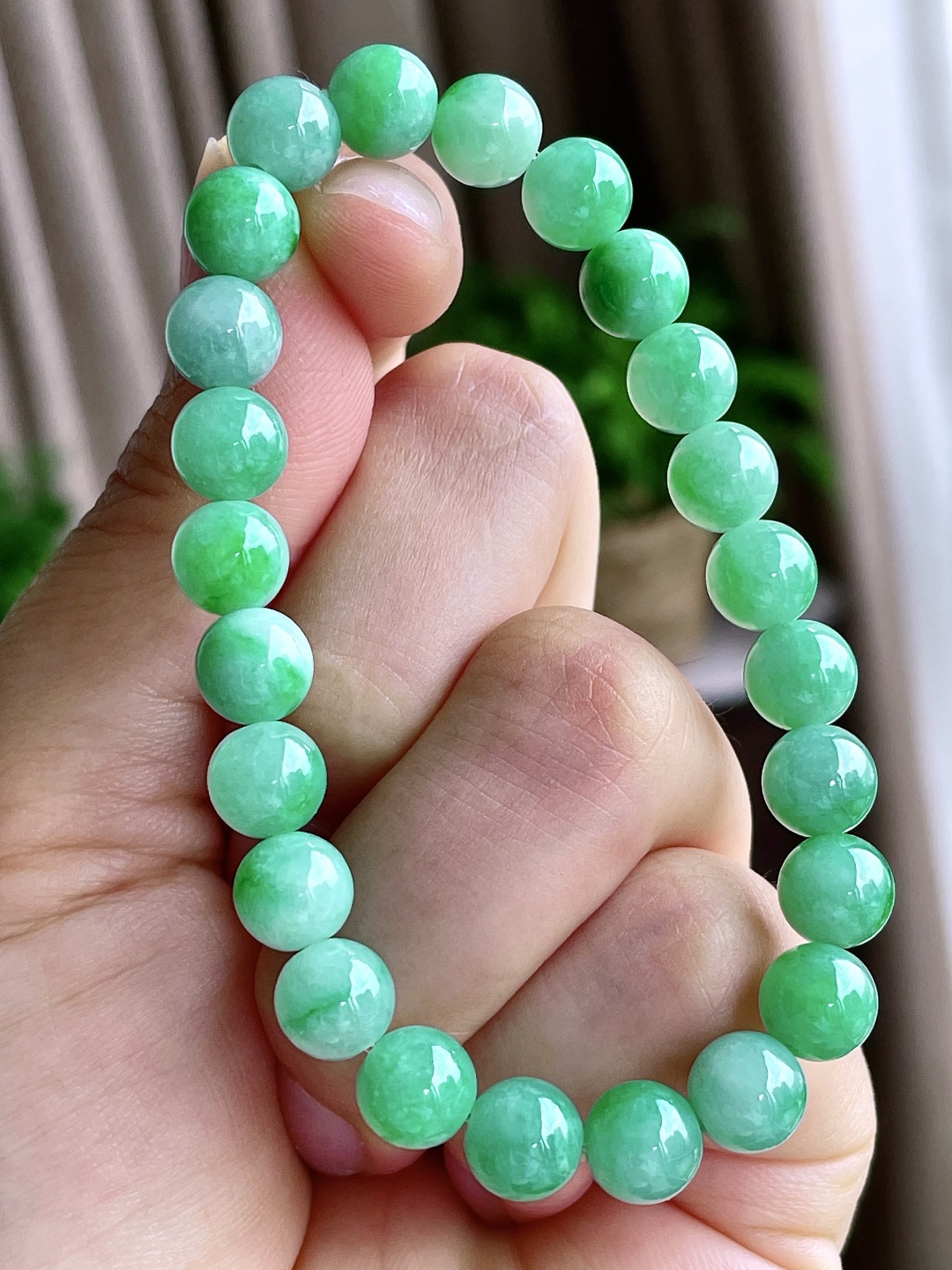 珠子冰阳绿手串圆珠珠子手串,说明性比高,尺寸7.8mm,重量20.8克
