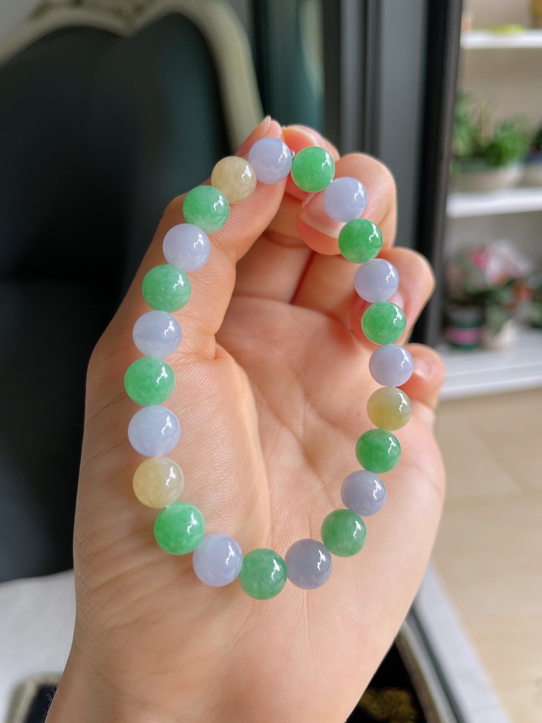 ️，缅甸天然翡翠A货，冰多宝手串，尺寸：7.8mm。【编4563】