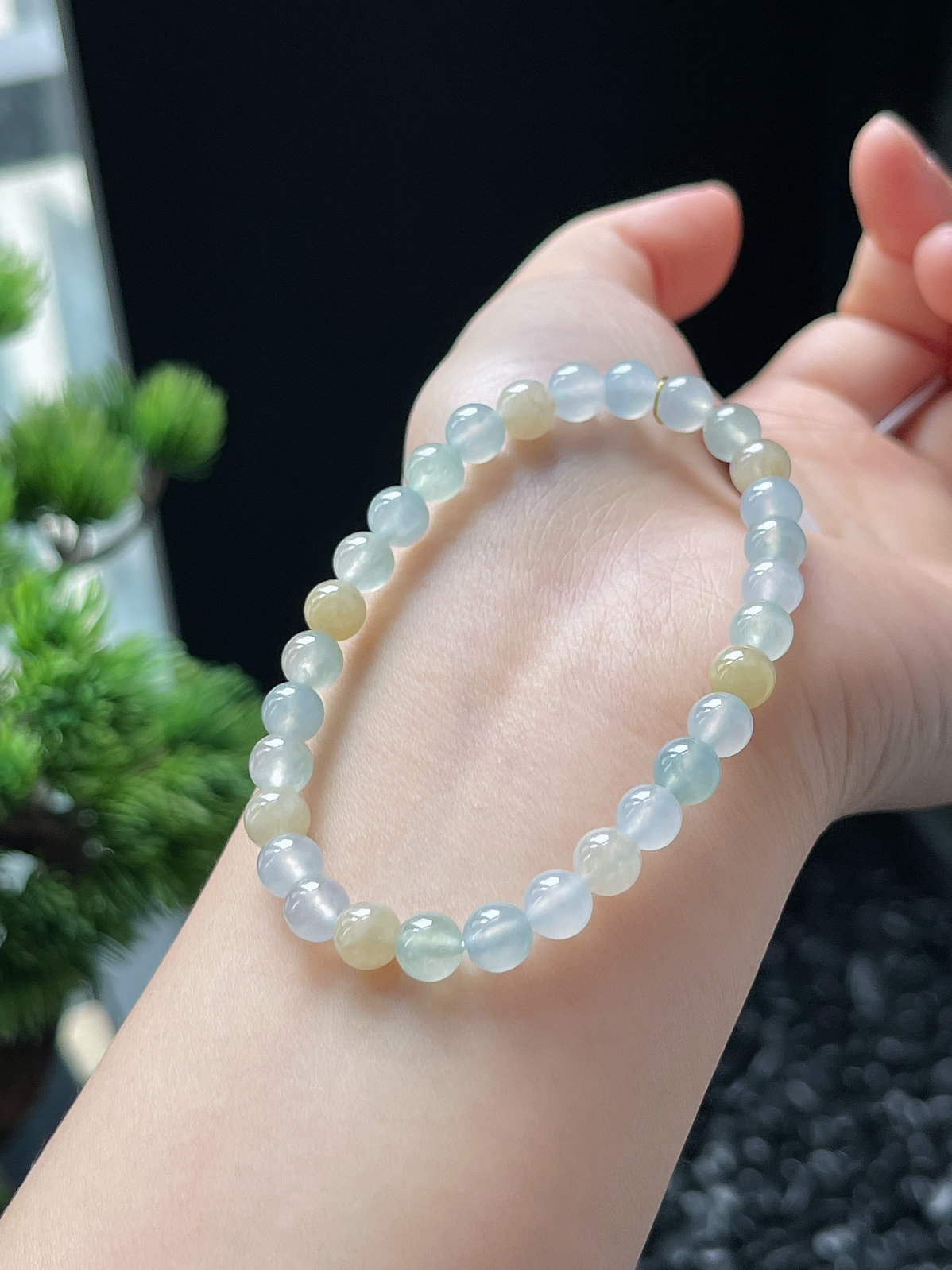 翡翠冰糯种黄翡手链