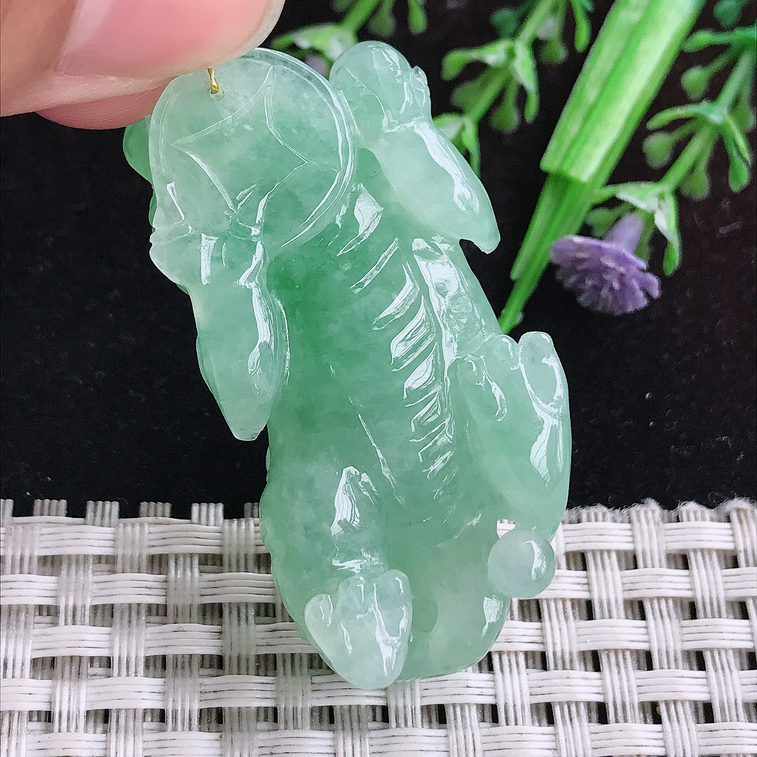 实拍A货翡翠48/24/13老坑冰润冰晴满绿貔貅吊坠翡翠玉坠