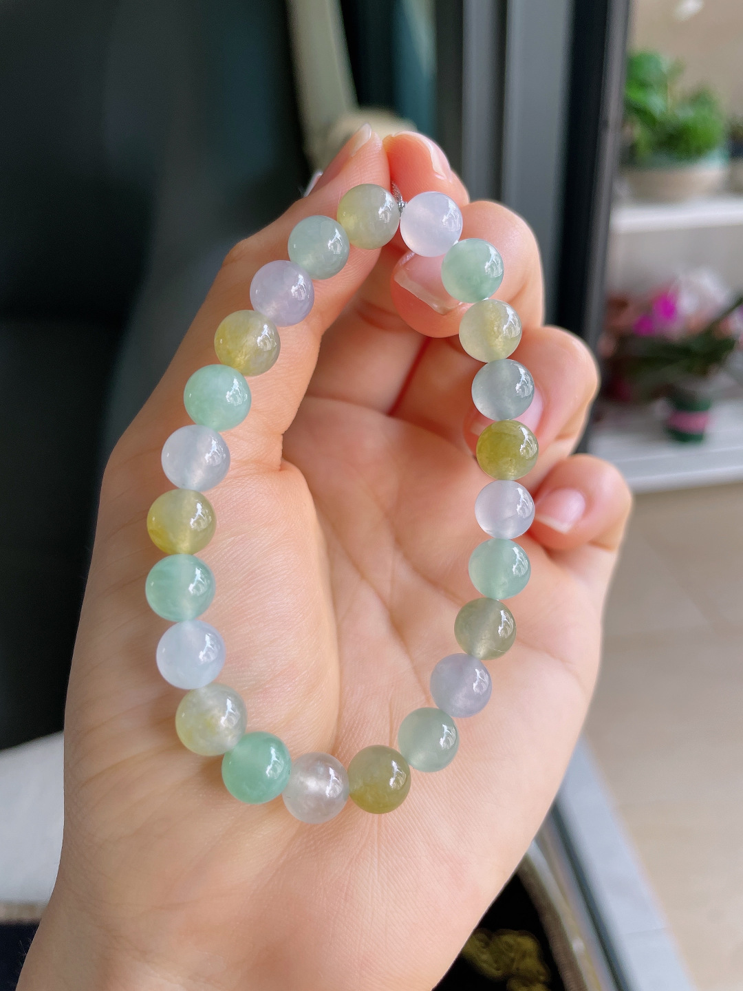 ️，缅甸天然翡翠A货，冰多宝手串，尺寸：8mm。【编3885】