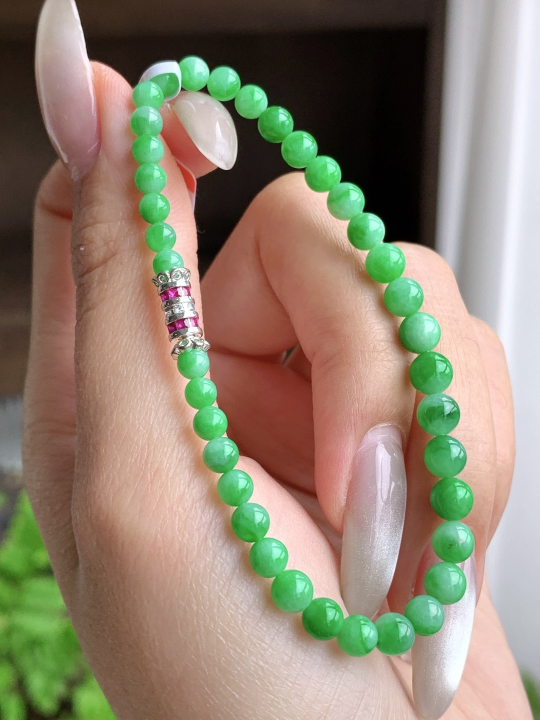 🫧冰阳绿手串圆珠子手串,性比高,5mm,8.3克