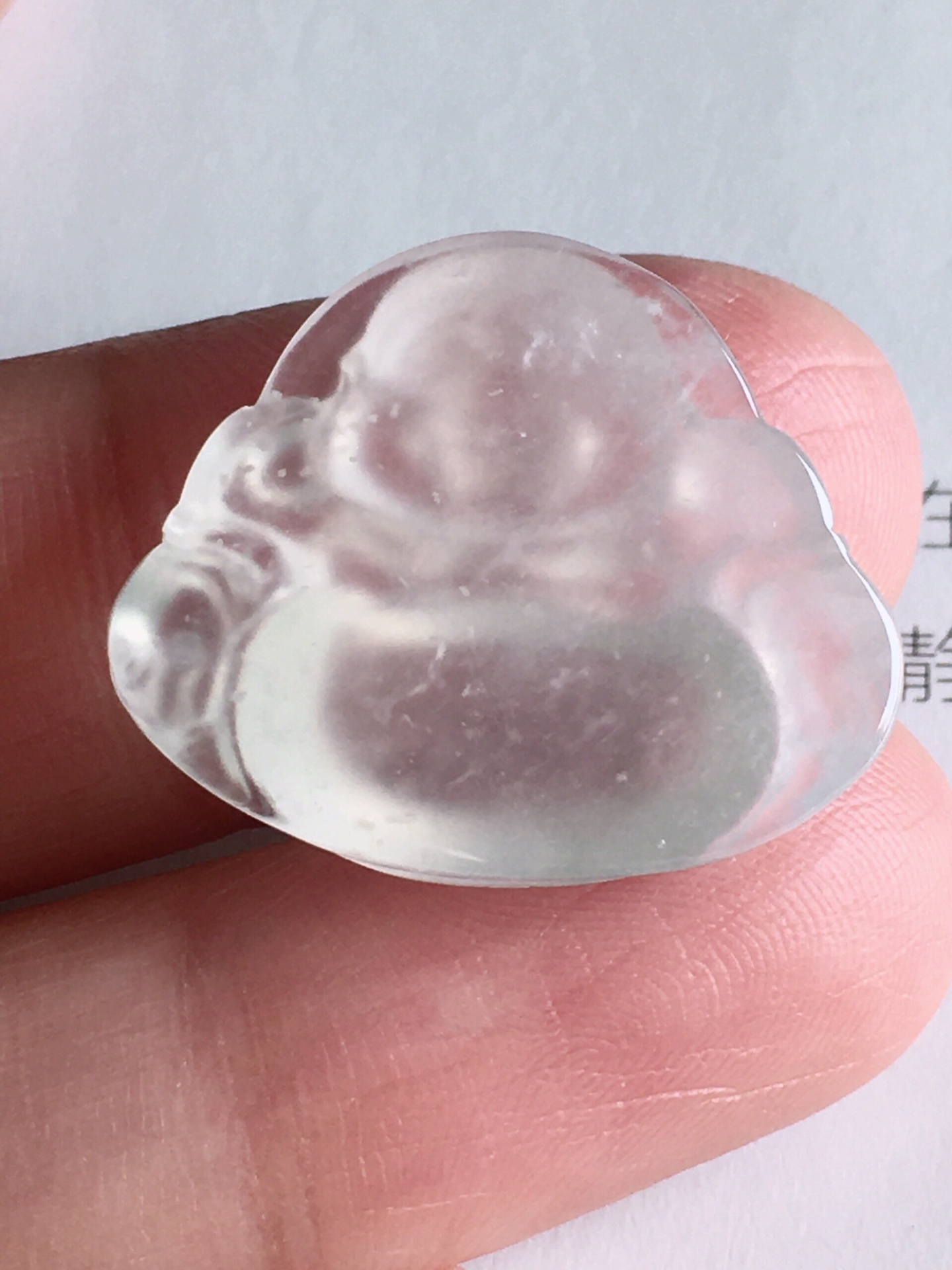 一刀切高冰雪花棉佛公，无裂冰透清爽，自然光实拍，尺寸：18.6/22.5/6.5
