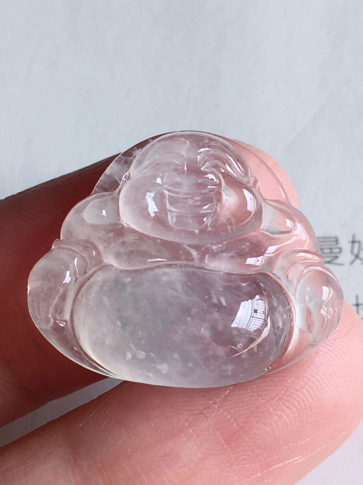 一刀切高冰雪花棉佛公，无裂冰透清爽，自然光实拍，尺寸：18.6/22.5/6.5