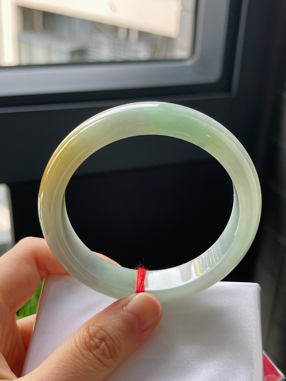 圈口56，糯化种黄翡黄加绿翡翠正圈手镯9.1