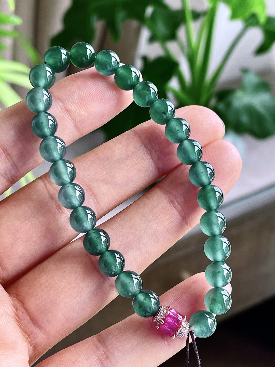 冰种天空蓝手串圆珠珠子手串, 性比高 老蓝水,尺寸6.7mm,重量15.1克
