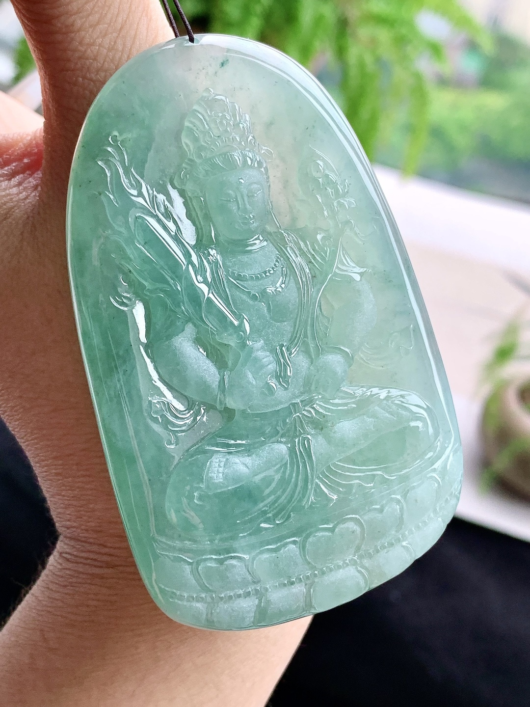 冰晴水虚空藏菩萨牌吊坠,性比高 超厚,尺寸75.3-48.3-11.5,重量80.2克