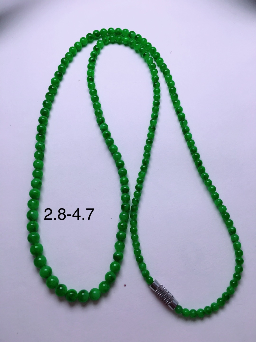 高冰绿珠子项链，晶莹剔透，新颖时尚，2.8-4.7