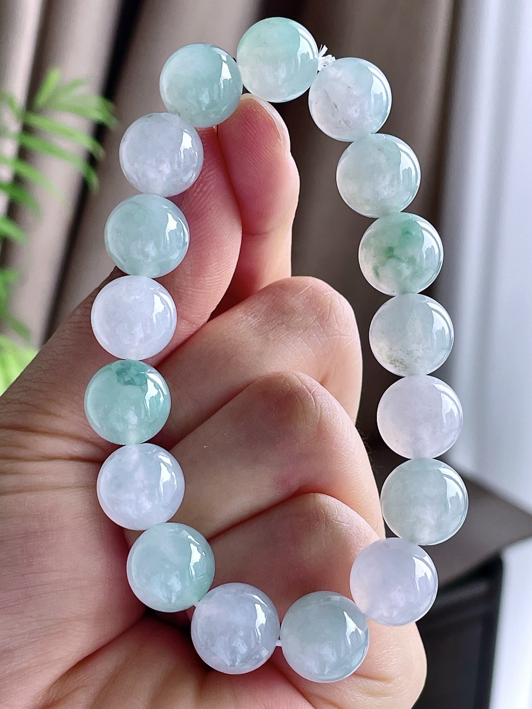 珠子冰飘花手串圆珠珠子手串,性比高,12mm,53.8克