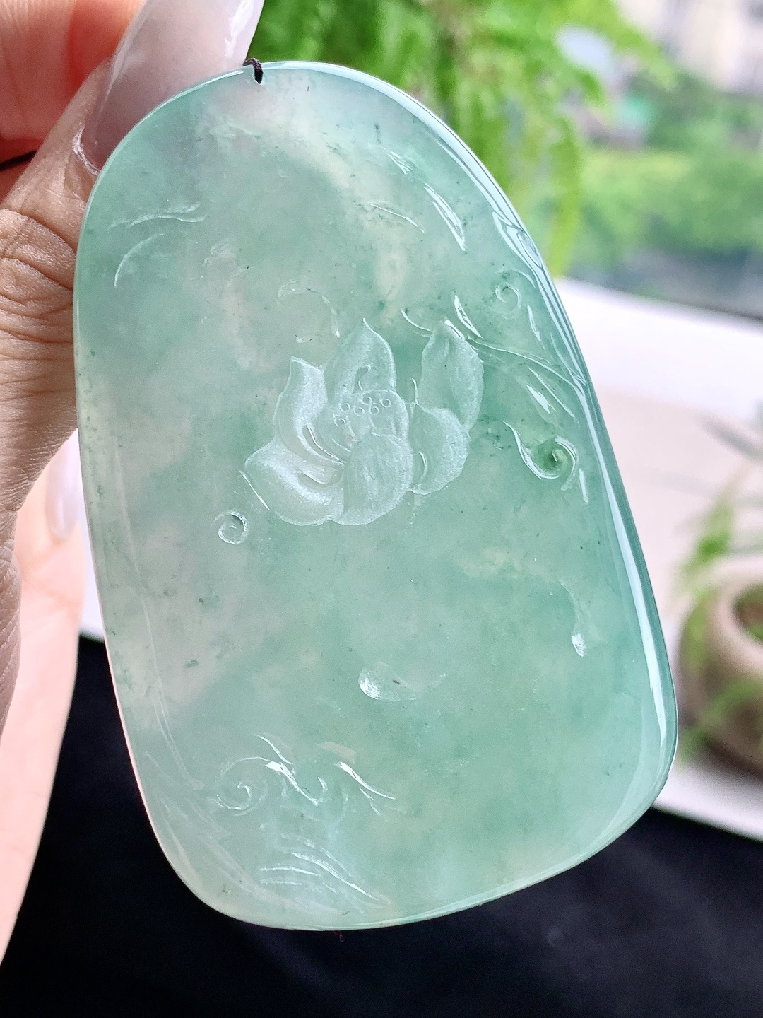 冰晴水虚空藏菩萨牌吊坠,性比高 超厚,尺寸75.3-48.3-11.5,重量80.2克