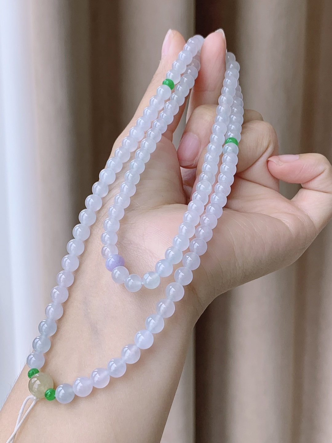 白冰珠链圆珠珠子珠串长串,性比高,5.8mm 37cm,41克