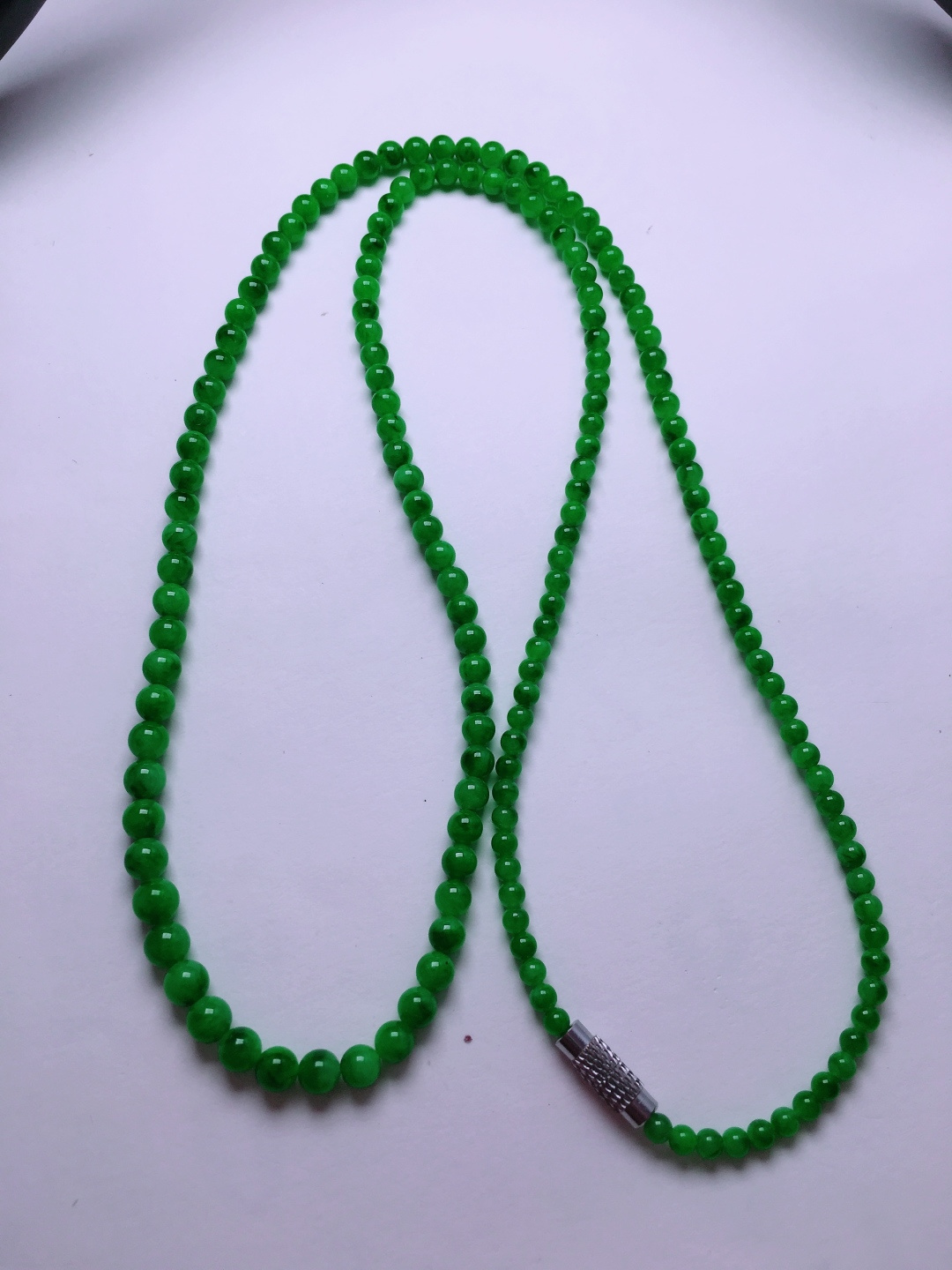 高冰绿珠子项链，晶莹剔透，新颖时尚，2.8-4.7