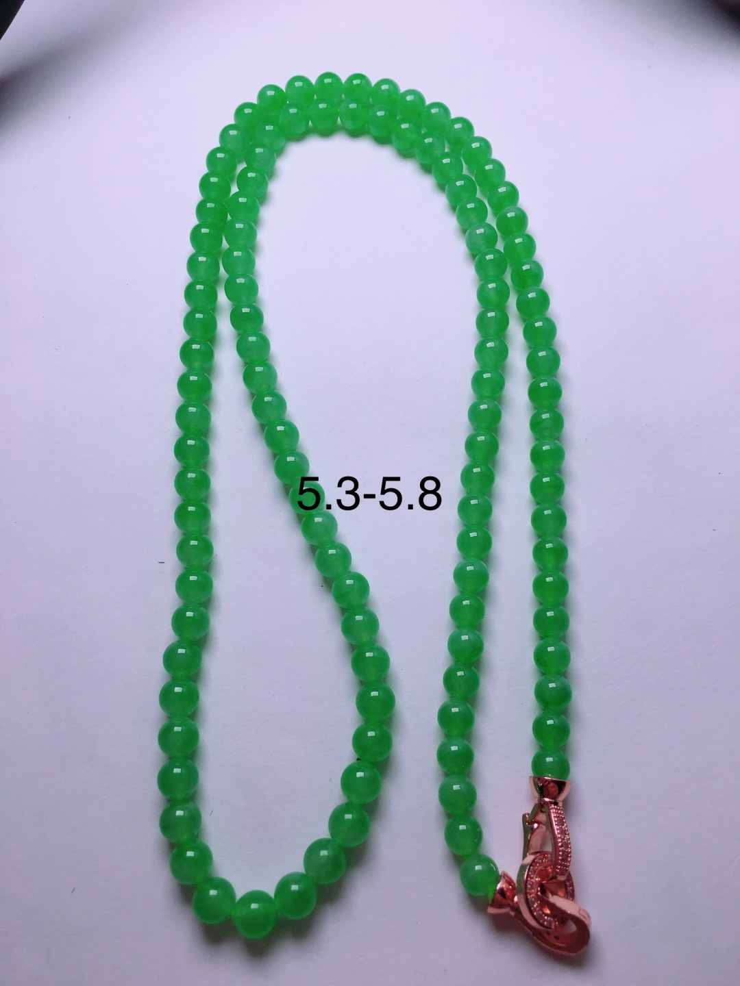 高冰绿珠子项链，晶莹剔透，新颖时尚，5.3-5.8