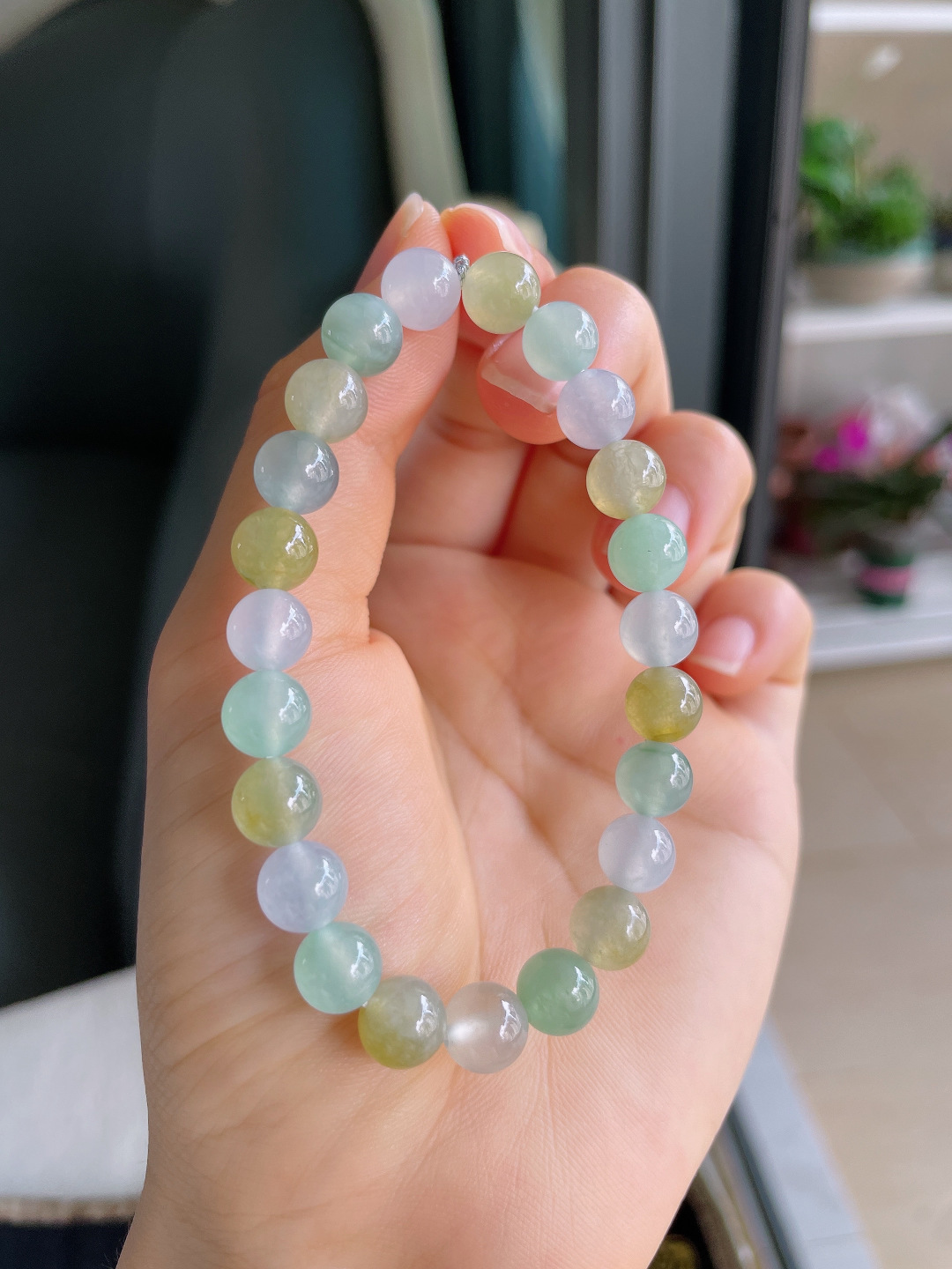 ️，缅甸天然翡翠A货，冰多宝手串，尺寸：8mm。【编3885】