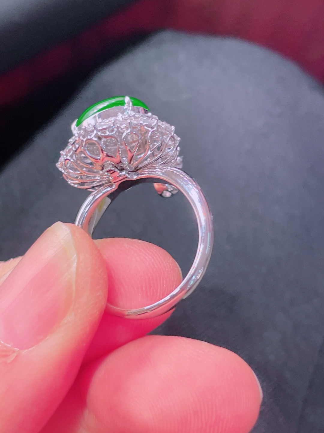 高冰绿葫芦戒指，晶莹剔透，新颖时尚，无裂，11.4-11.5-5