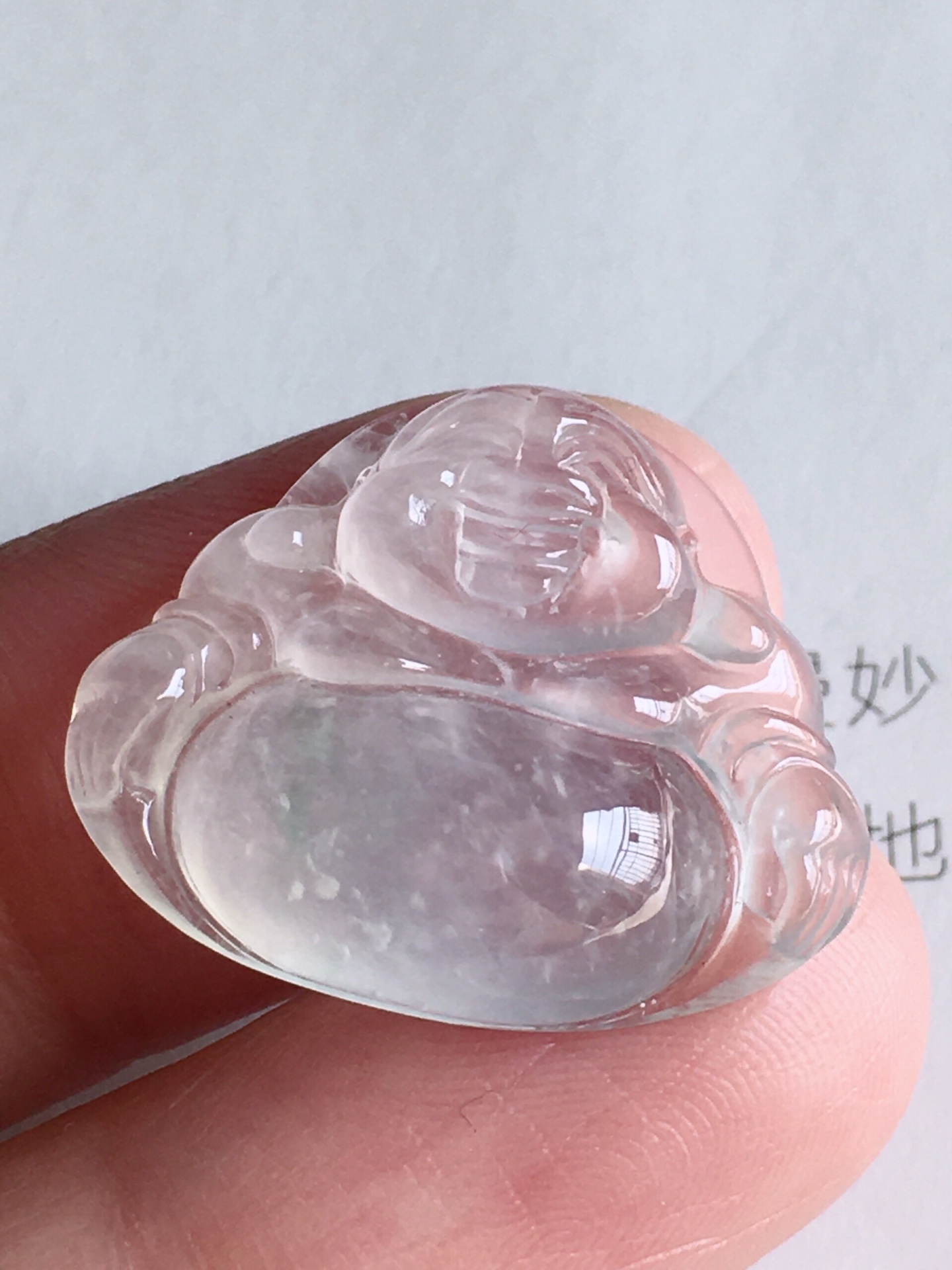 一刀切高冰雪花棉佛公，无裂冰透清爽，自然光实拍，尺寸：18.6/22.5/6.5