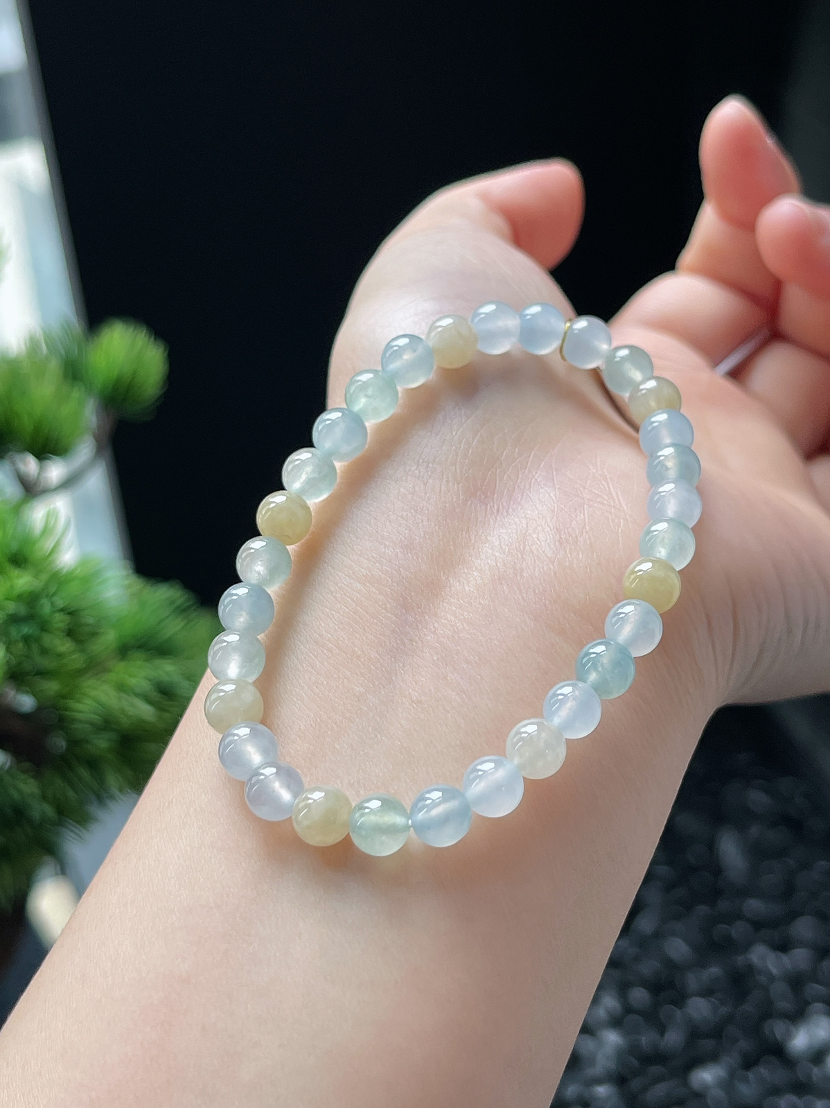 翡翠冰糯种黄翡手链