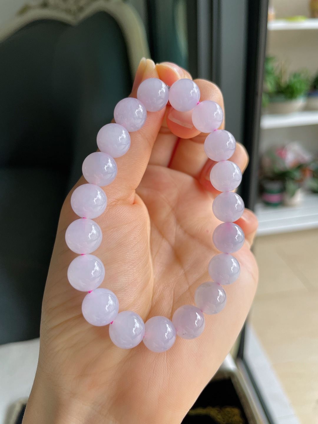 ️，缅甸天然翡翠A货，冰种手串，尺寸：9.8mm。【编4594】