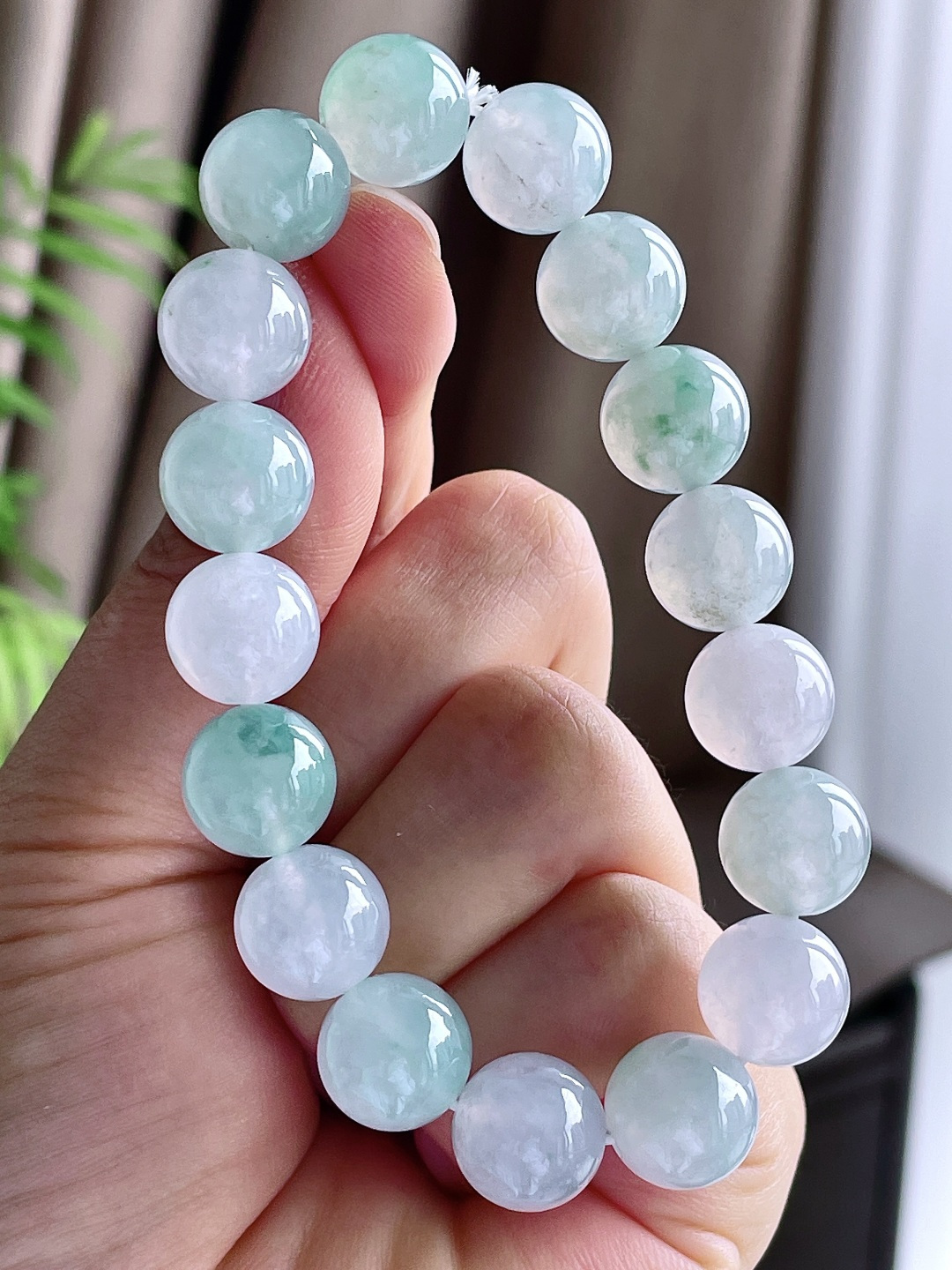 珠子冰飘花手串圆珠珠子手串,性比高,12mm,53.8克