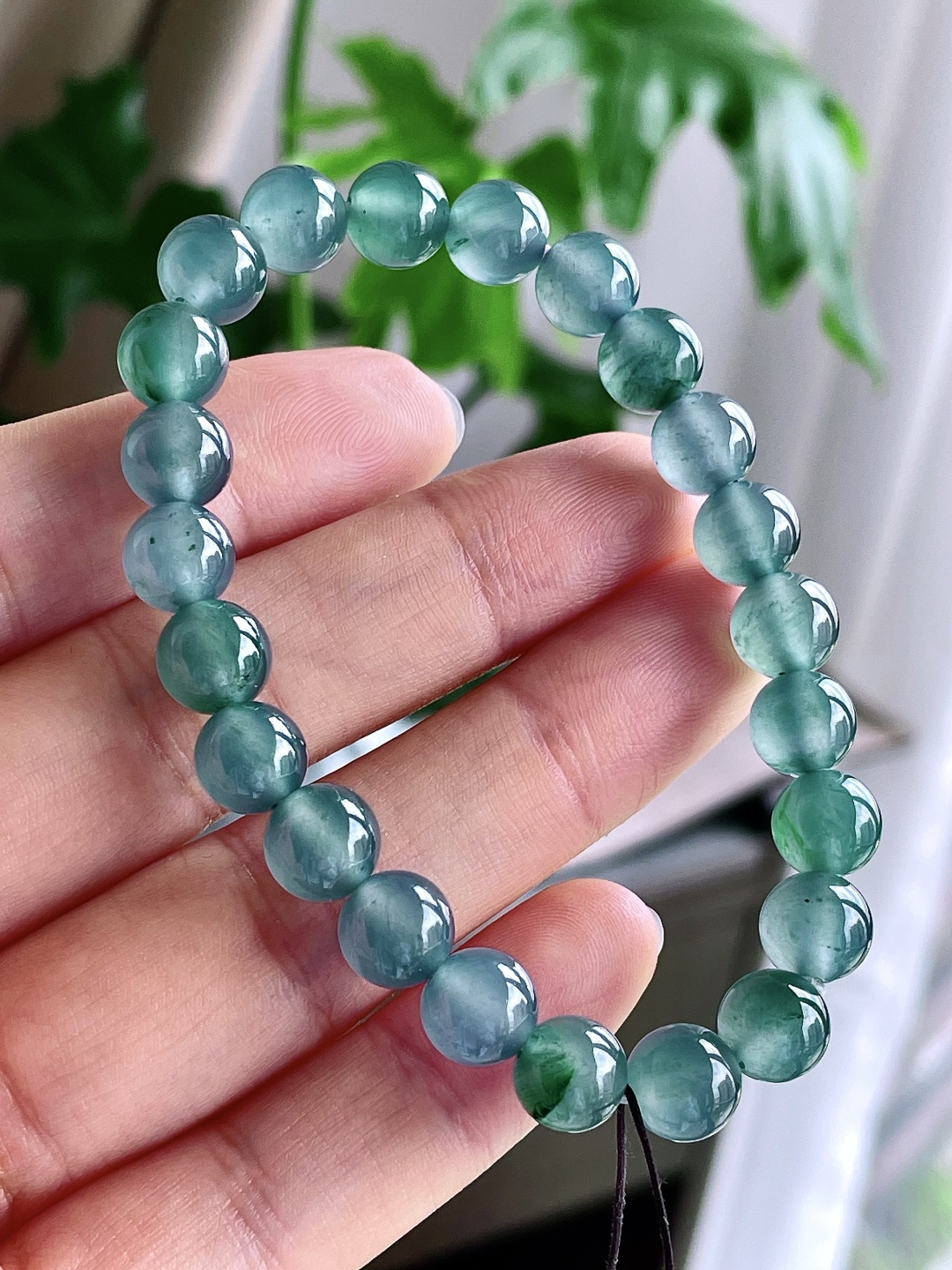 冰种天空蓝手串圆珠珠子手串, 性比高 老蓝水, 8.4mm, 23.2克