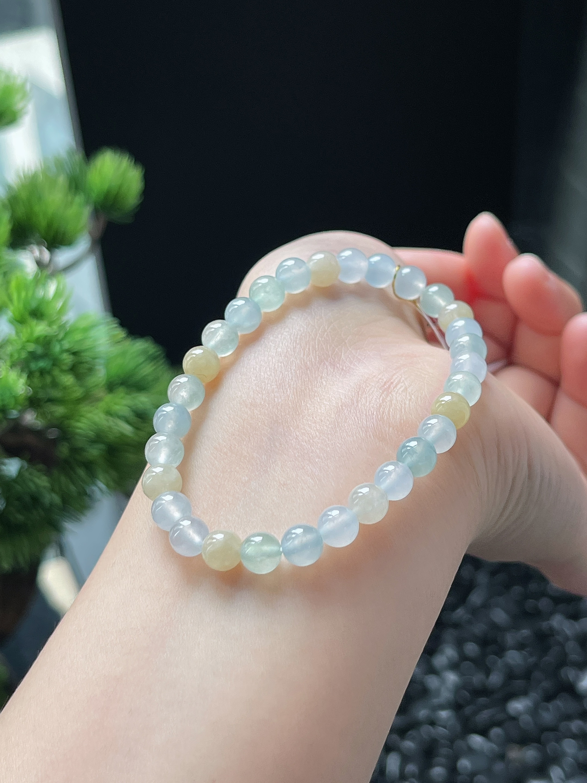 翡翠冰糯种黄翡手链