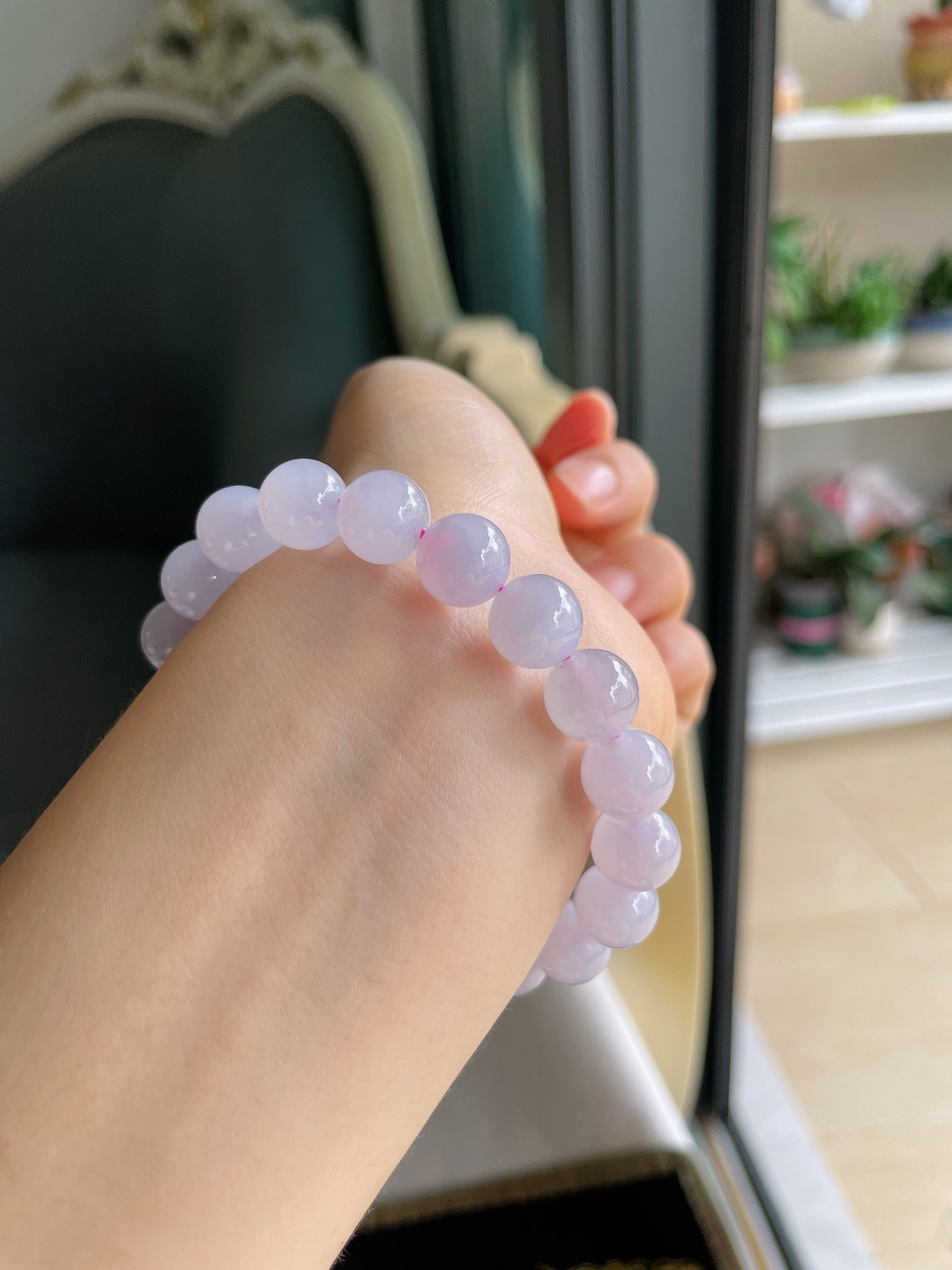 ️，缅甸天然翡翠A货，冰种手串，尺寸：9.8mm。【编4594】