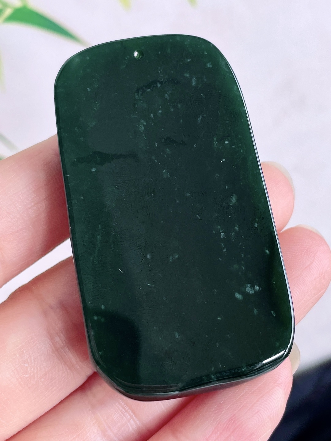 墨翠文殊菩萨牌吊坠,性比高