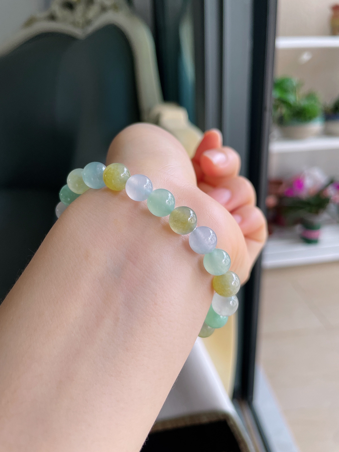 ️，缅甸天然翡翠A货，冰多宝手串，尺寸：8mm。【编3885】