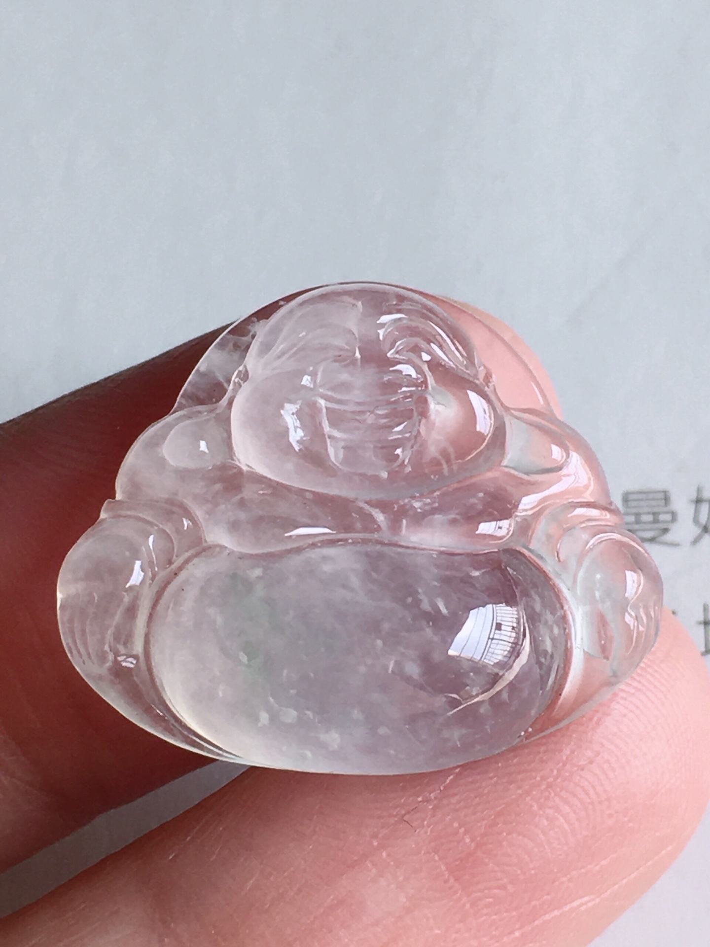 一刀切高冰雪花棉佛公，无裂冰透清爽，自然光实拍，尺寸：18.6/22.5/6.5