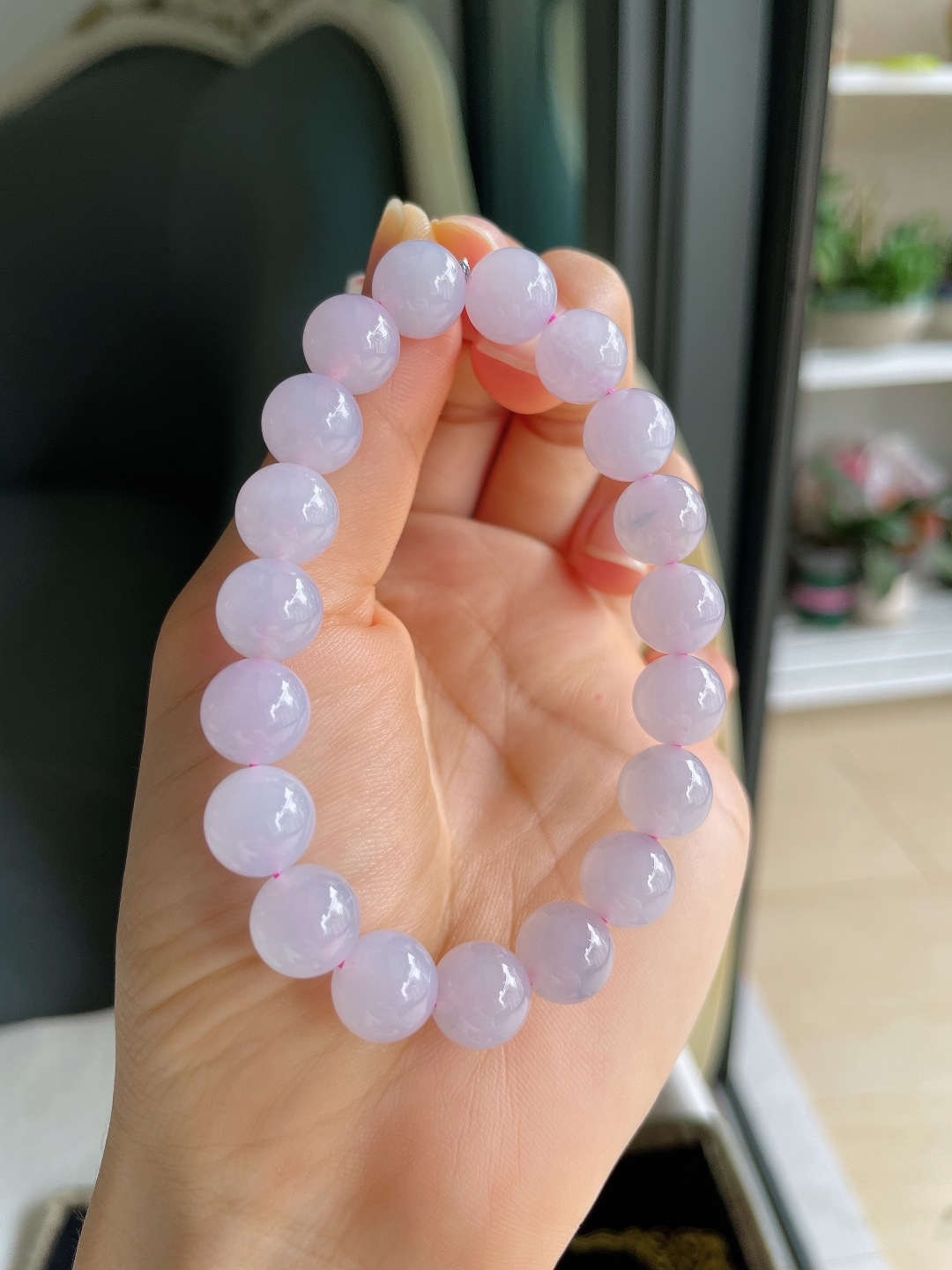 ️，缅甸天然翡翠A货，冰种手串，尺寸：9.8mm。【编4594】