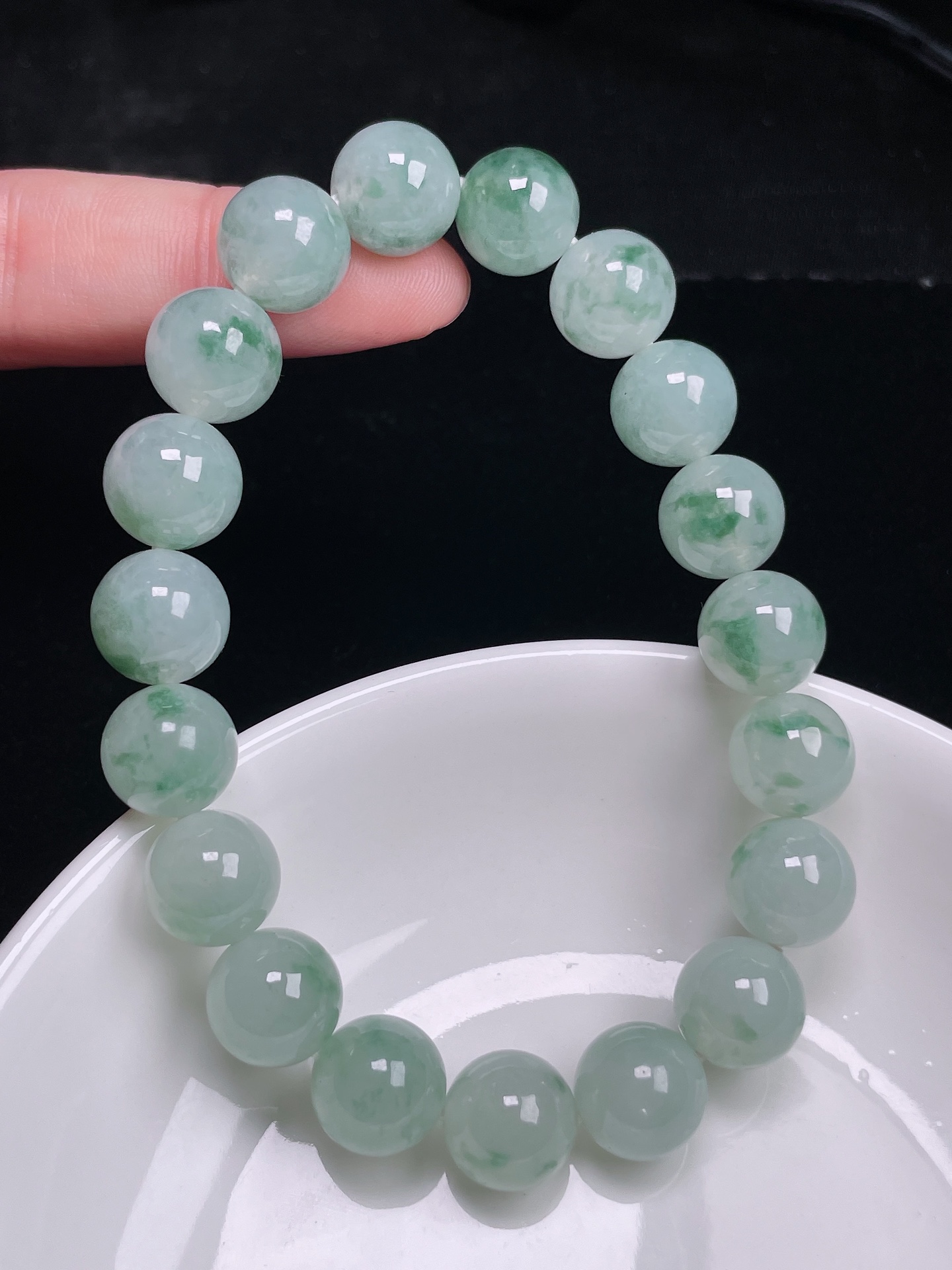 飘花圆珠手串 花色惊艳 颗颗精选 裸石：10.2