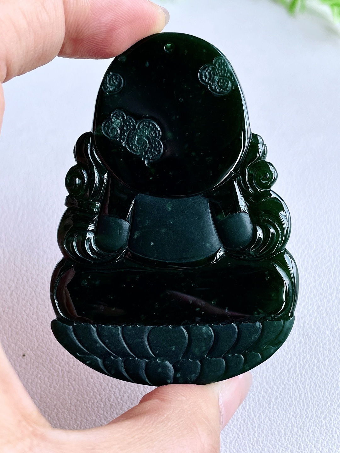 墨翠观音牌吊坠, 性比高, 尺寸68.7-48.2-8.6, 重量59.3克