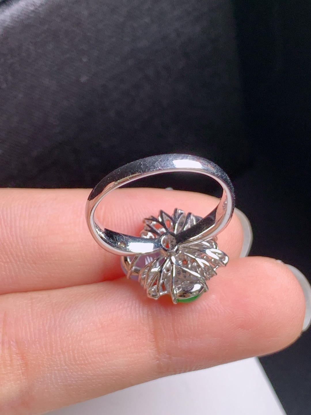 三彩金蟾戒指，三色出彩，冰透起光，富贵吉祥，裸石6.7-5.8-3.6，圈口14