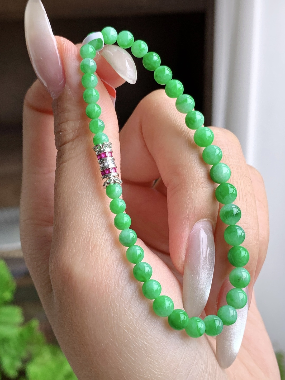 🫧冰阳绿手串圆珠子手串,性比高,5mm,8.3克