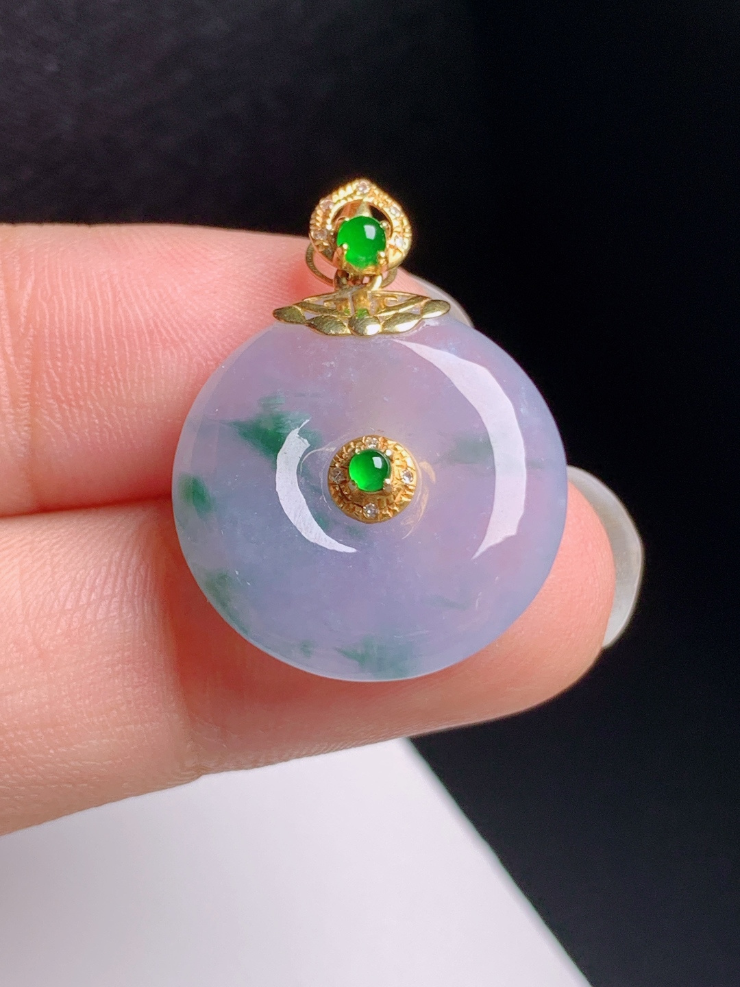 冰紫飘花平安扣吊坠，飘花灵动，种水细腻，平安顺遂