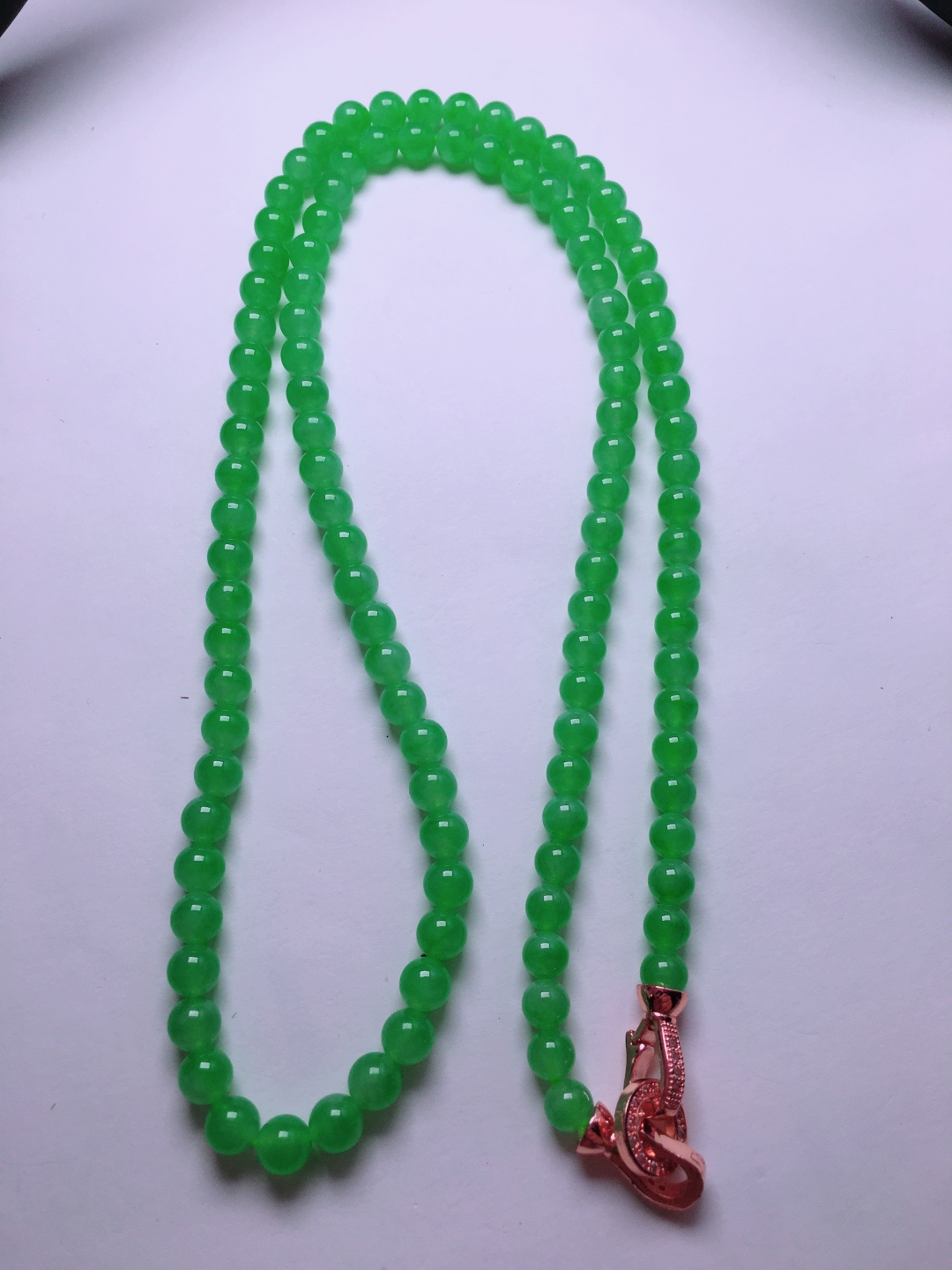 高冰绿珠子项链，晶莹剔透，新颖时尚，5.3-5.8