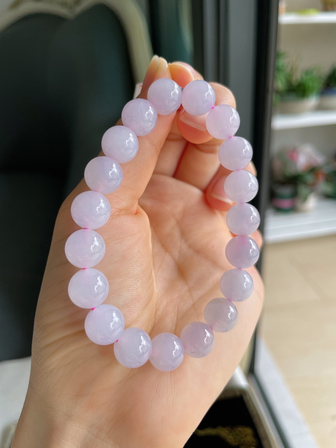 ️，缅甸天然翡翠A货，冰种手串，尺寸：9.8mm。【编4594】