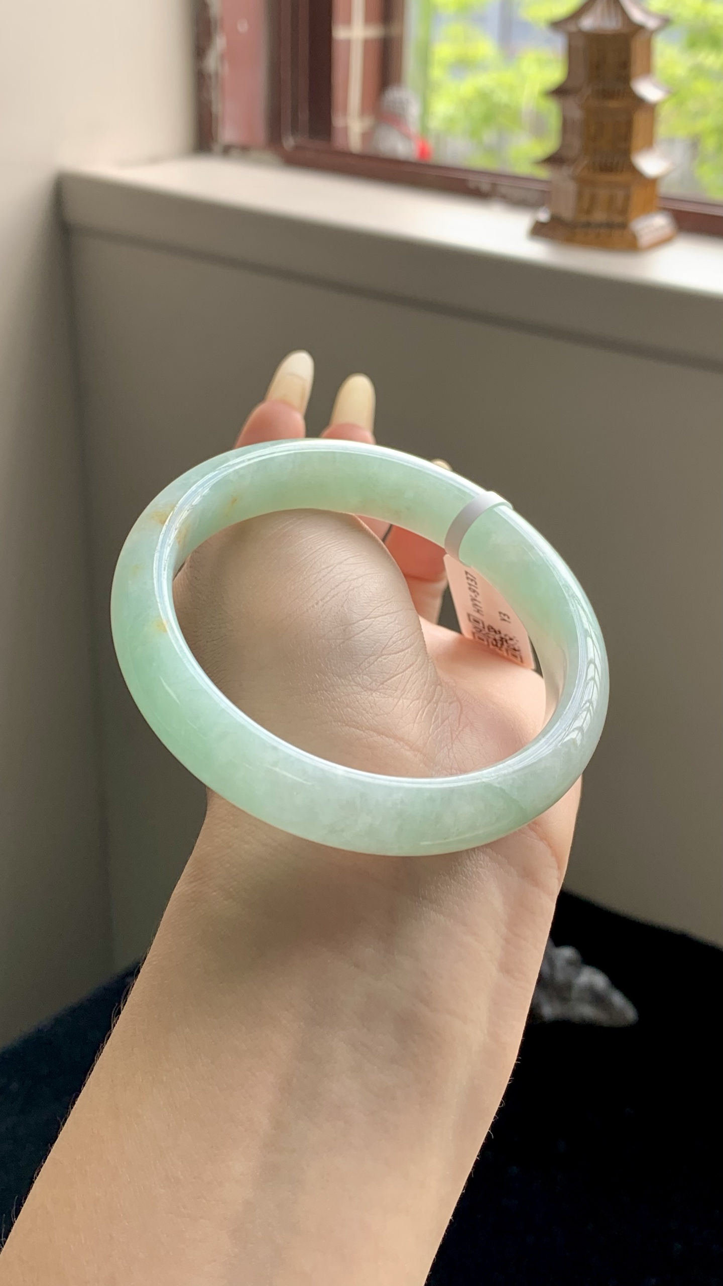 果绿洒金正圈成品,HYY-9137,尺寸：57-12-8
