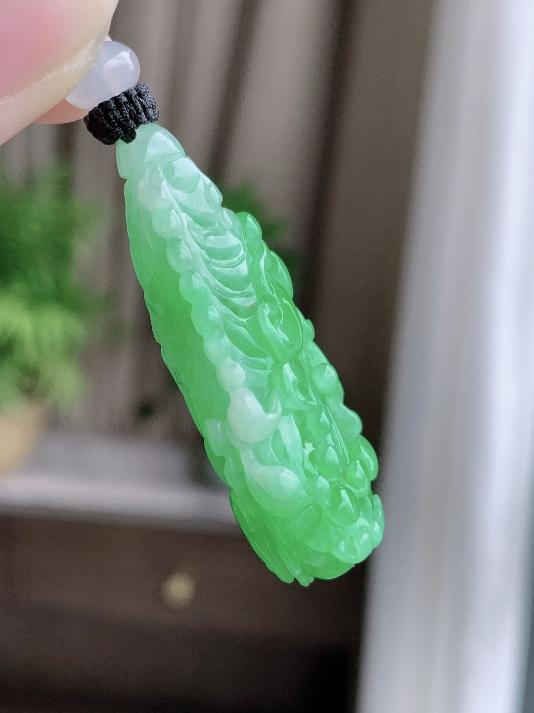 冰阳绿大白菜百财吊坠，缅料，性比高，无裂，超厚，立体，尺寸42.3-20.6-13，重量20克