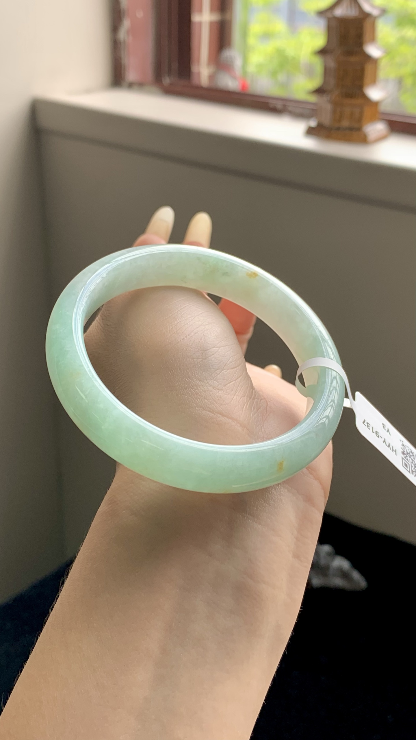 果绿洒金正圈成品,HYY-9137,尺寸：57-12-8