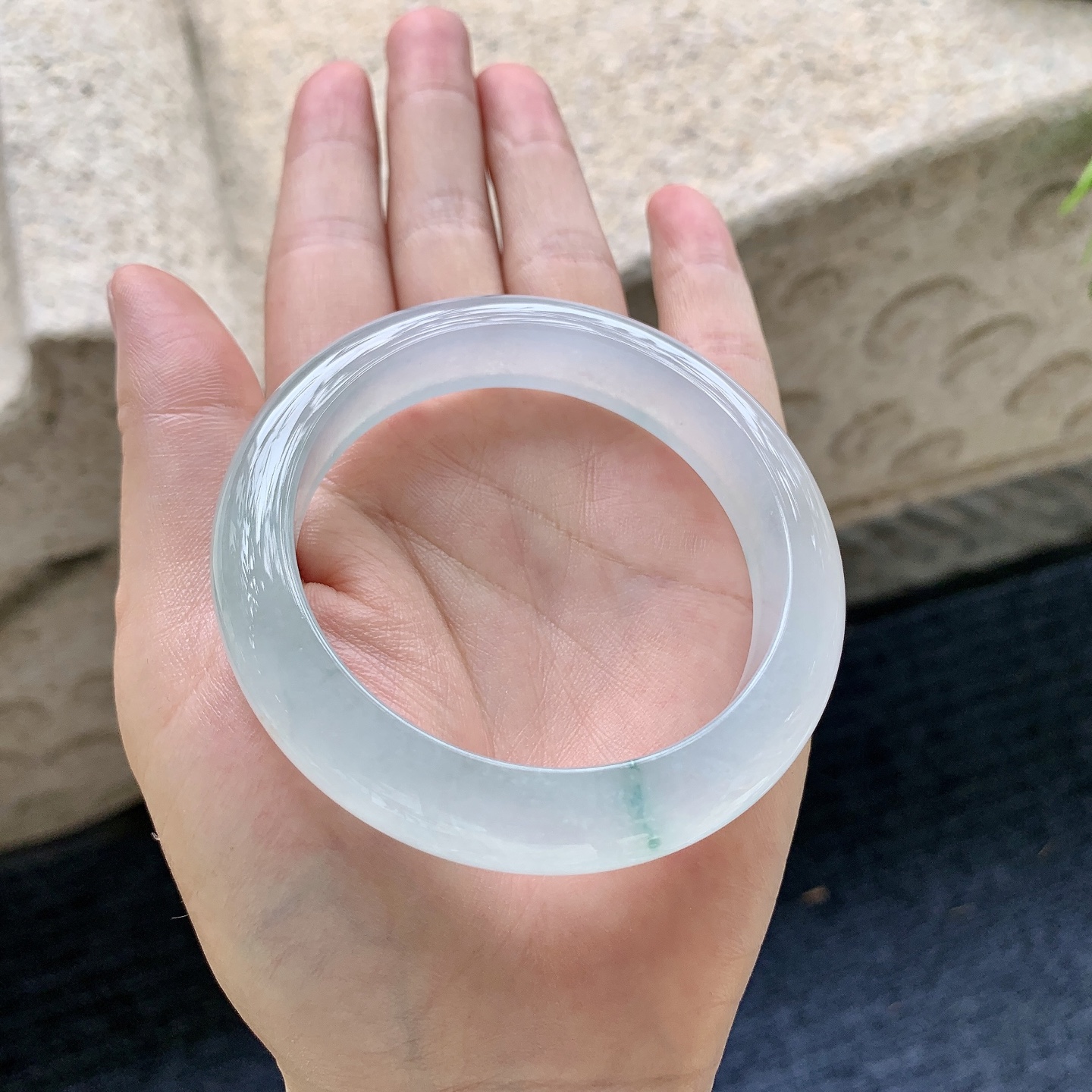 正圈53 54，圈口54.5/12.3/8.6，编码HC090224，冰飘绿，清透，水润，种老，细腻