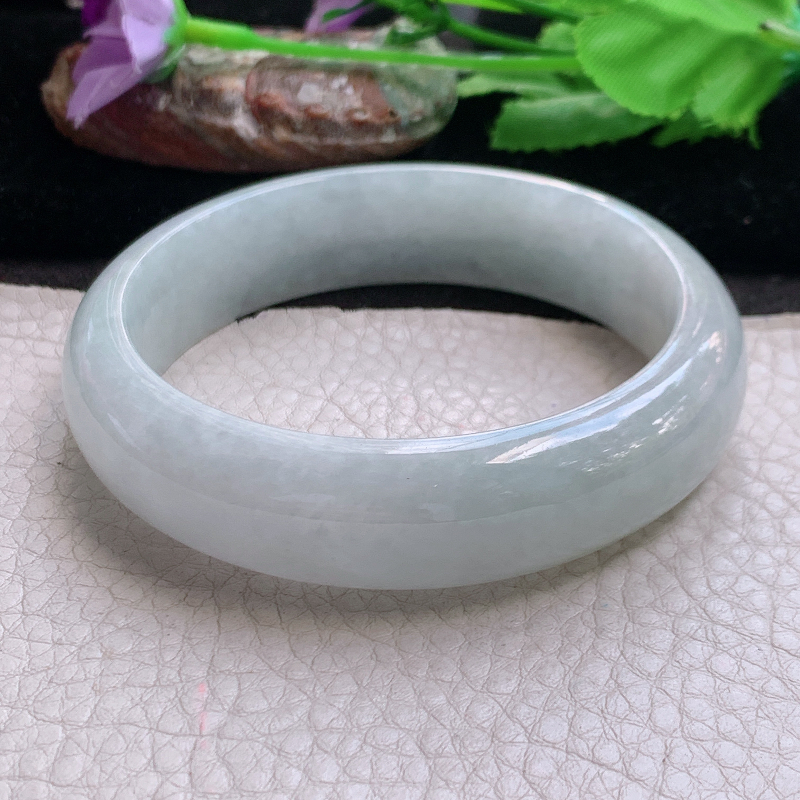 js自然光59*16.3*8.3轮胎镯 缅甸翡翠a货玉手镯高品质纯美大气宽边玉手环