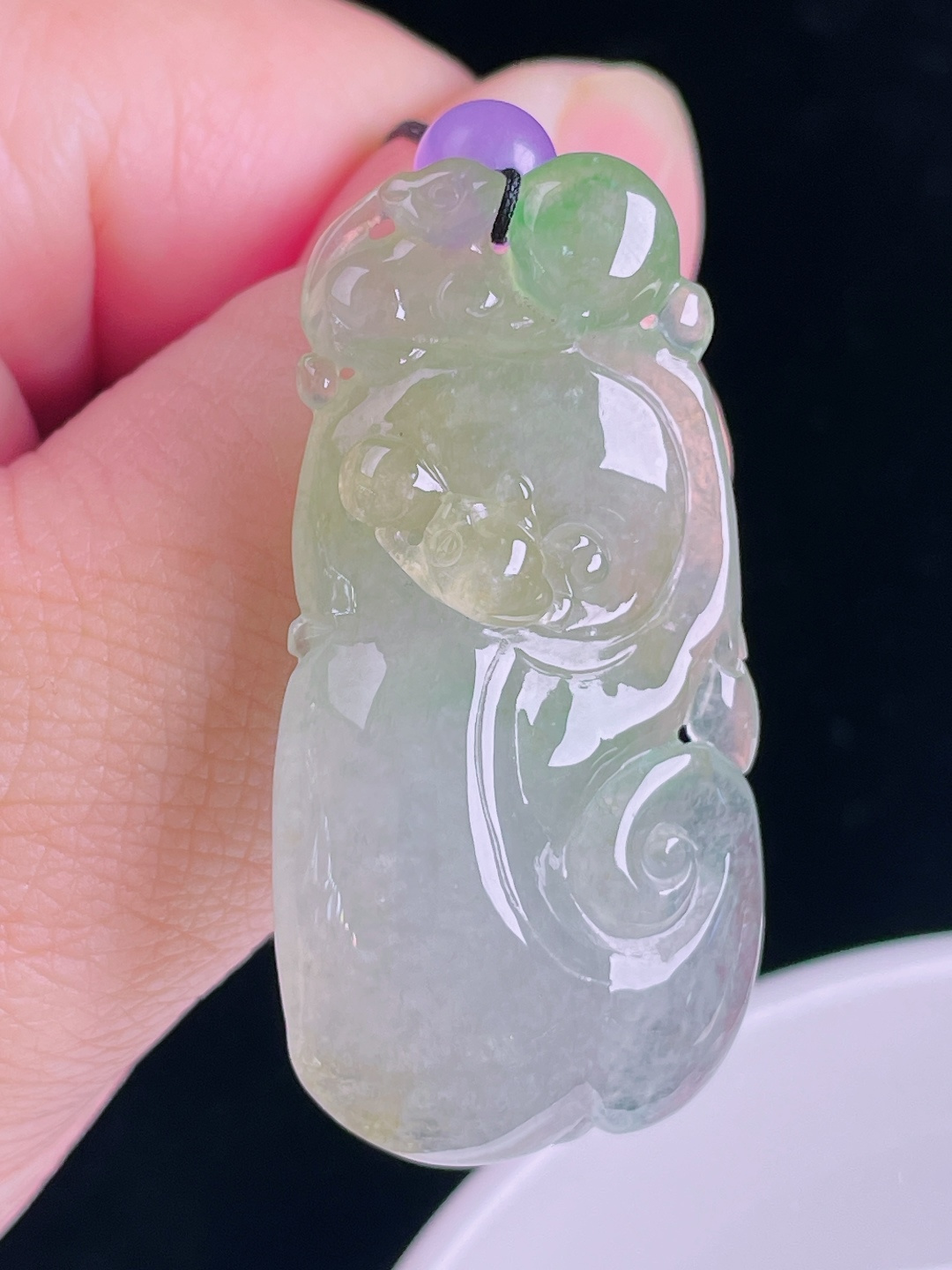 冰黄如意，老种起光，细底通透，尺寸：43/22.5/8mm0901
