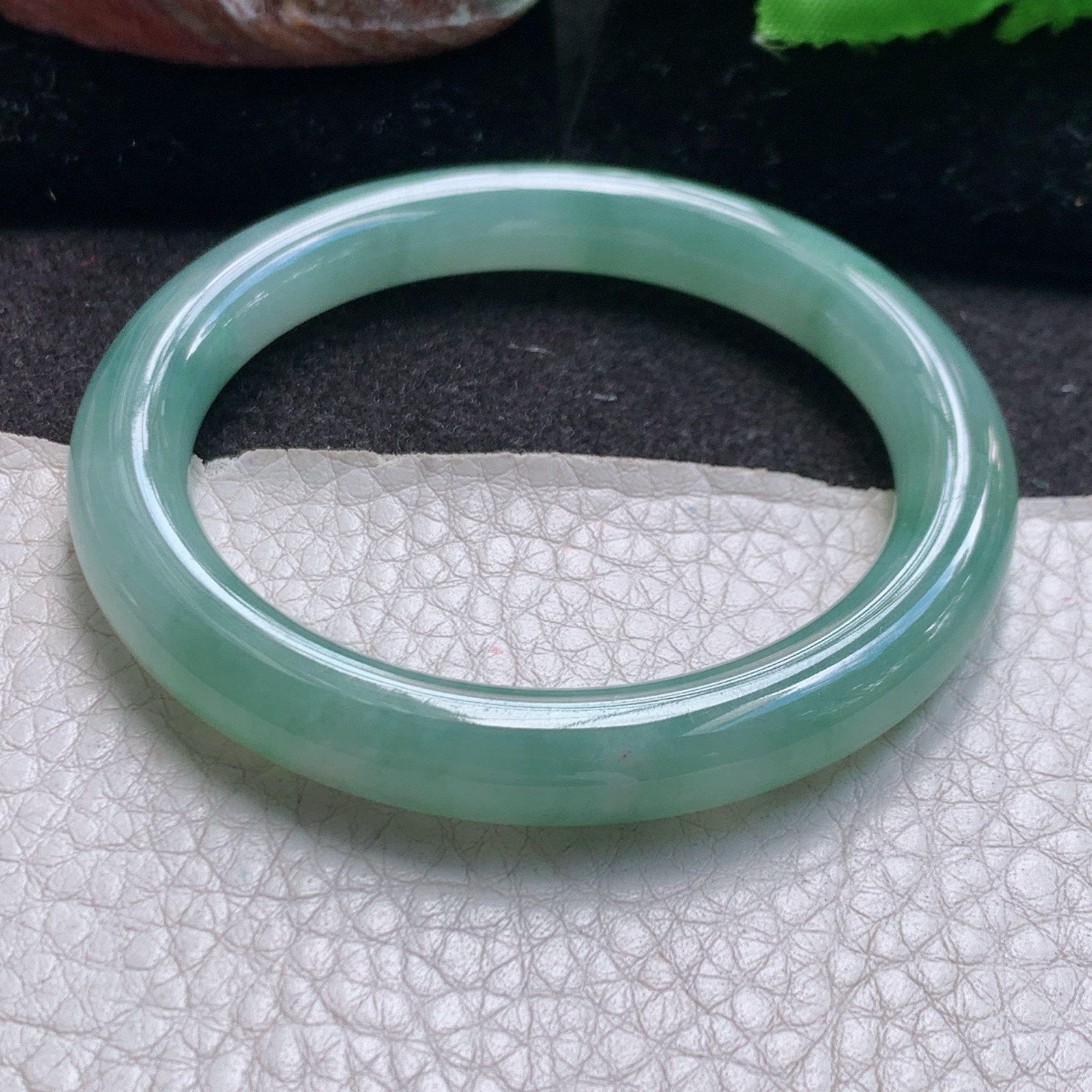 n小圈口52*8.8*8.7叮当镯 缅甸翡翠a货玉手镯高品质冰飘花圆条美人镯