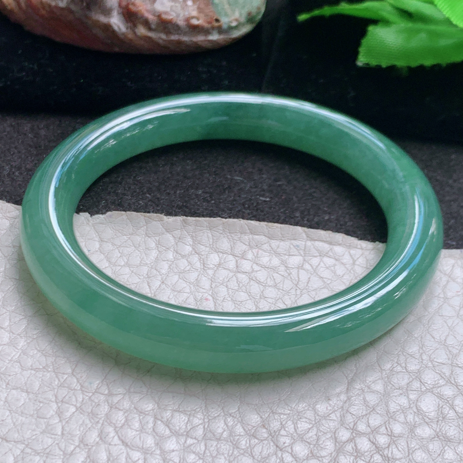 xc自然耀54.5*9.2美人镯 缅甸翡翠a货玉手镯高品质晴美圆条玉手环 叮当镯