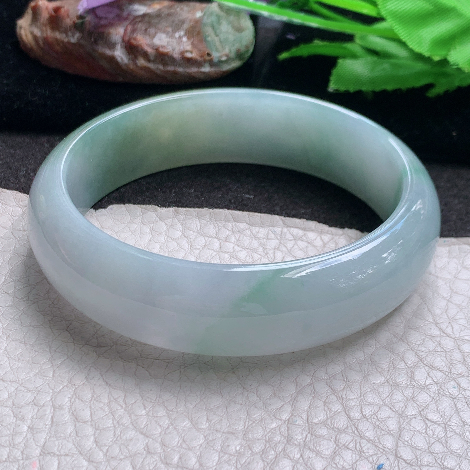 xc大圈口62*17.2*7.6轮胎镯 缅甸翡翠a货玉手镯高品质三彩宽边玉手环