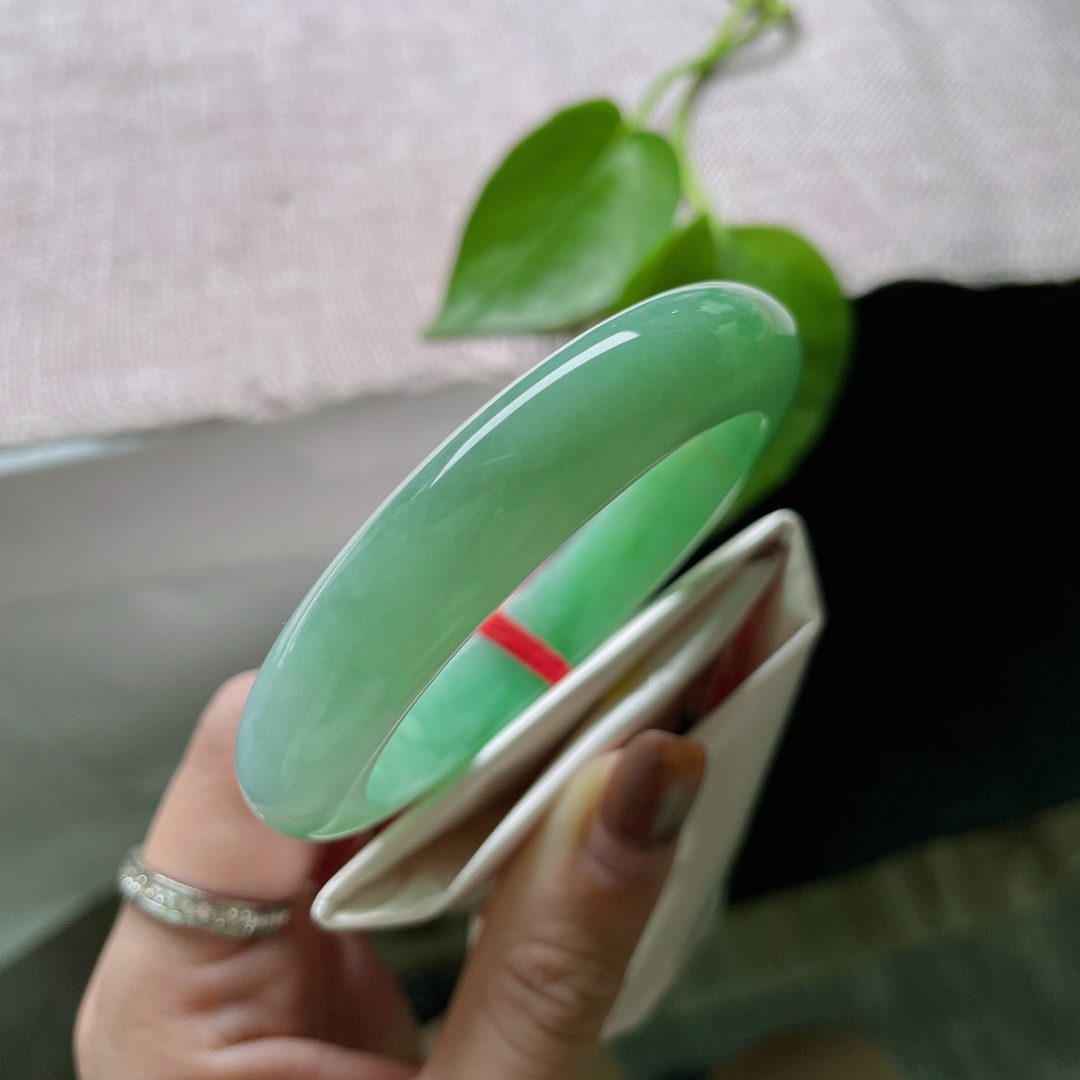 绿底正圈，水润细腻，婉间一抹绿，沉静而有力量，贵气，有点沙眼，无裂，ss56654a